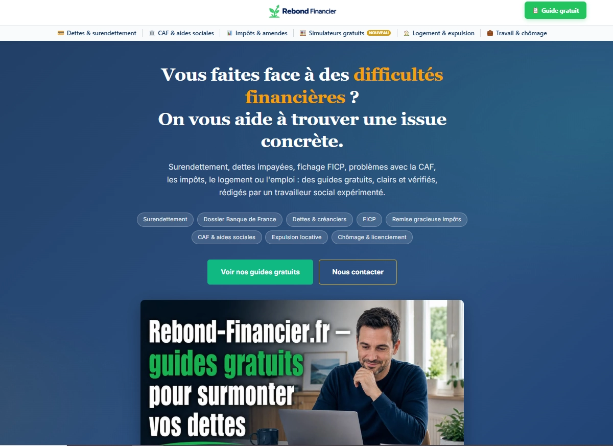 Capture d'écran du site rebond-financier.fr, conçu par Hamoudi Aïfa